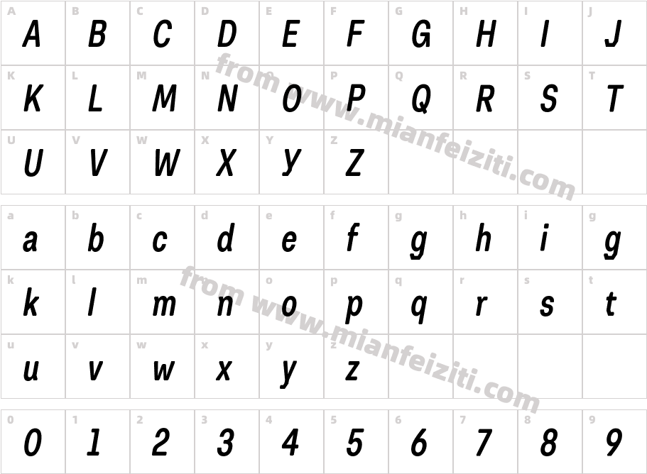 Hegval Display Condensed Regular Italic字体字体映射图