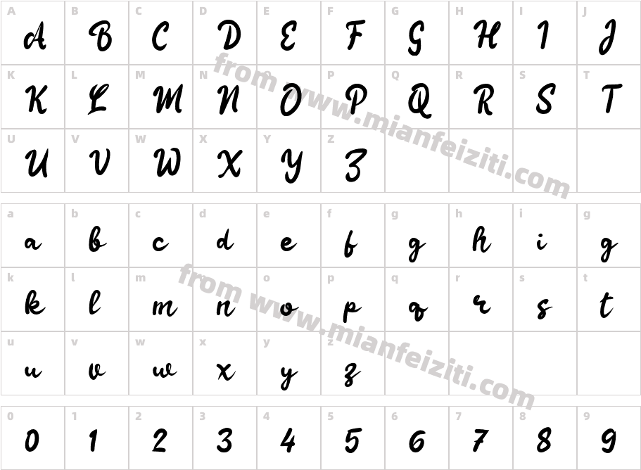 Inaya Script字体字体映射图