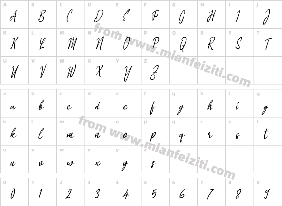 Iso Signature Script字体字体映射图