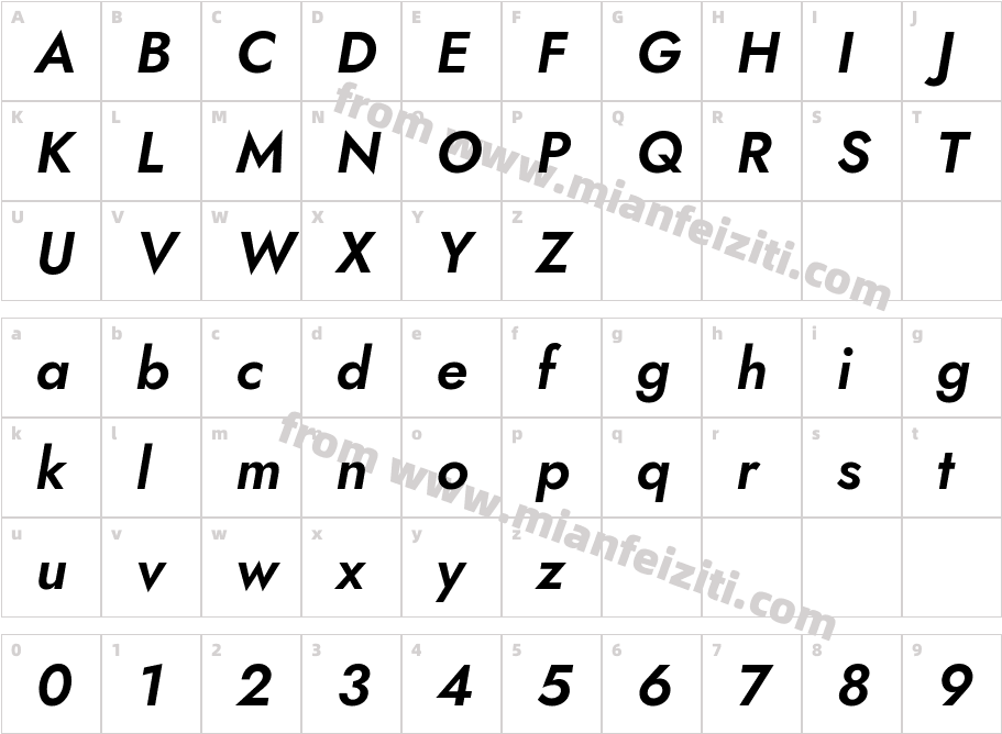 Jost Semi Bold Italic字体字体映射图