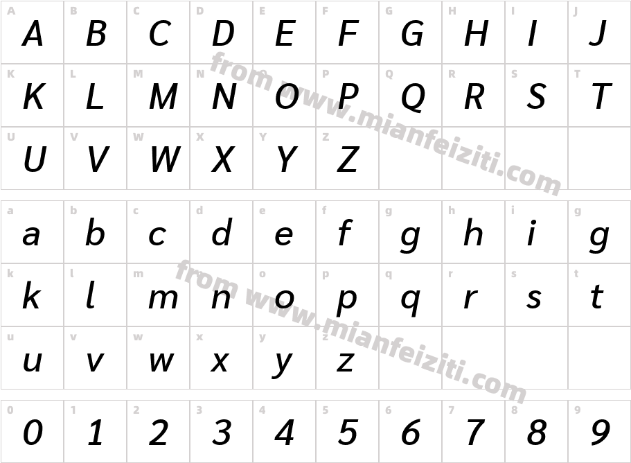 Khwan Sans Medium Italic字体字体映射图