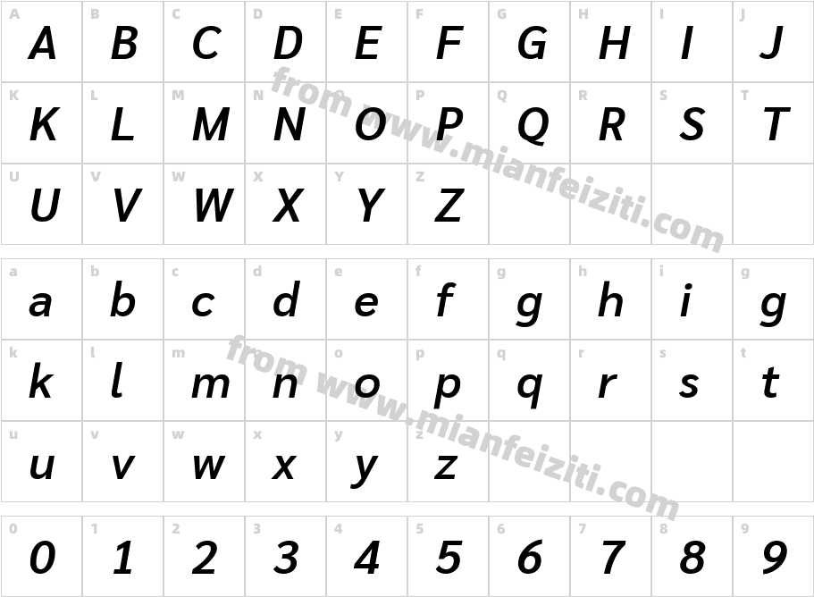 Khwan Sans Semi Bold Italic字体字体映射图