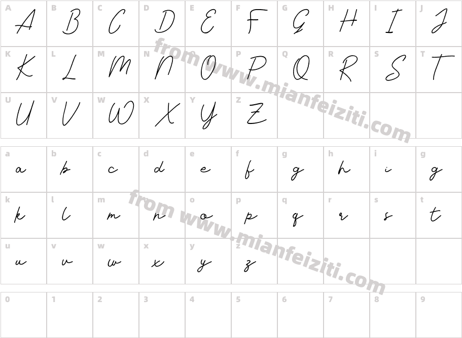 Livvie Signature Regular字体字体映射图