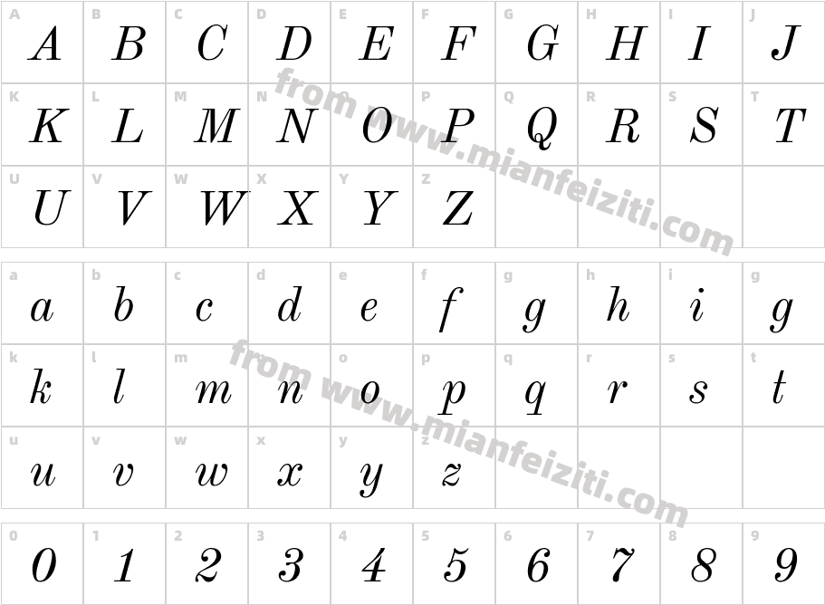 Old Standard TT Italic字体字体映射图