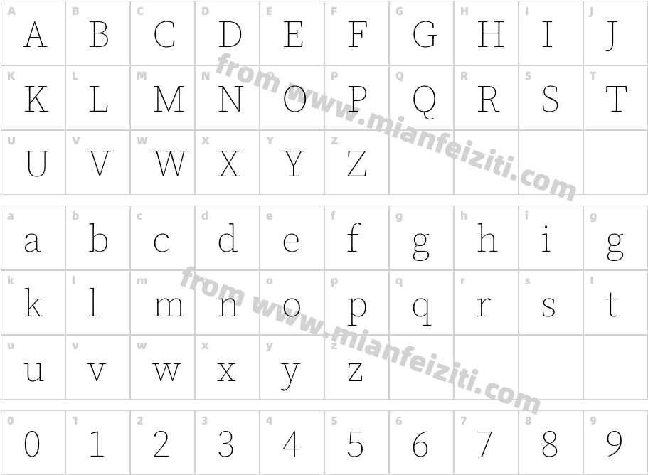 TypoPRO Source Serif 4 Extra Light字体字体映射图