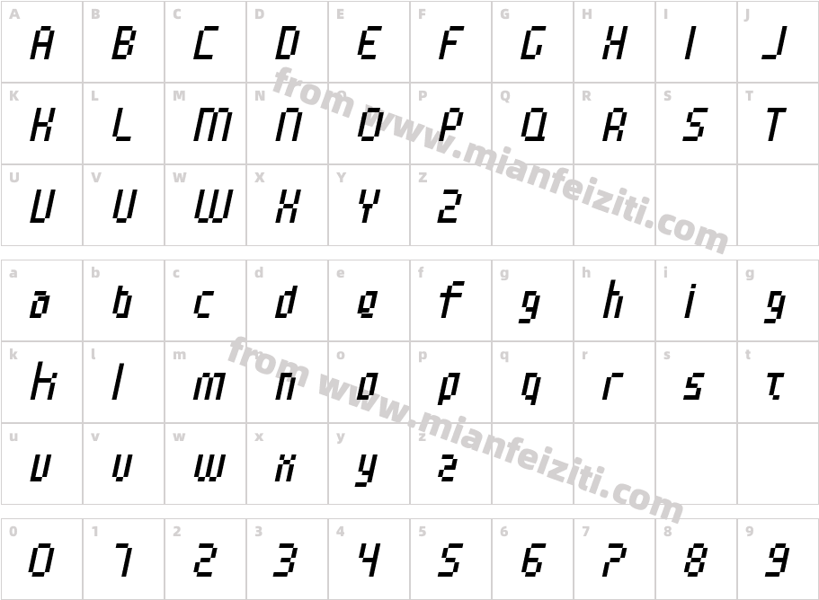 Speed Pixel Italic字体字体映射图