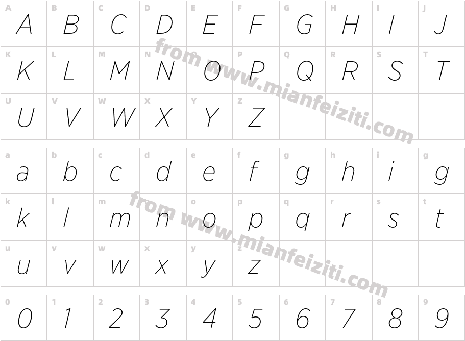 Gotham Narrow X Light Italic字体字体映射图