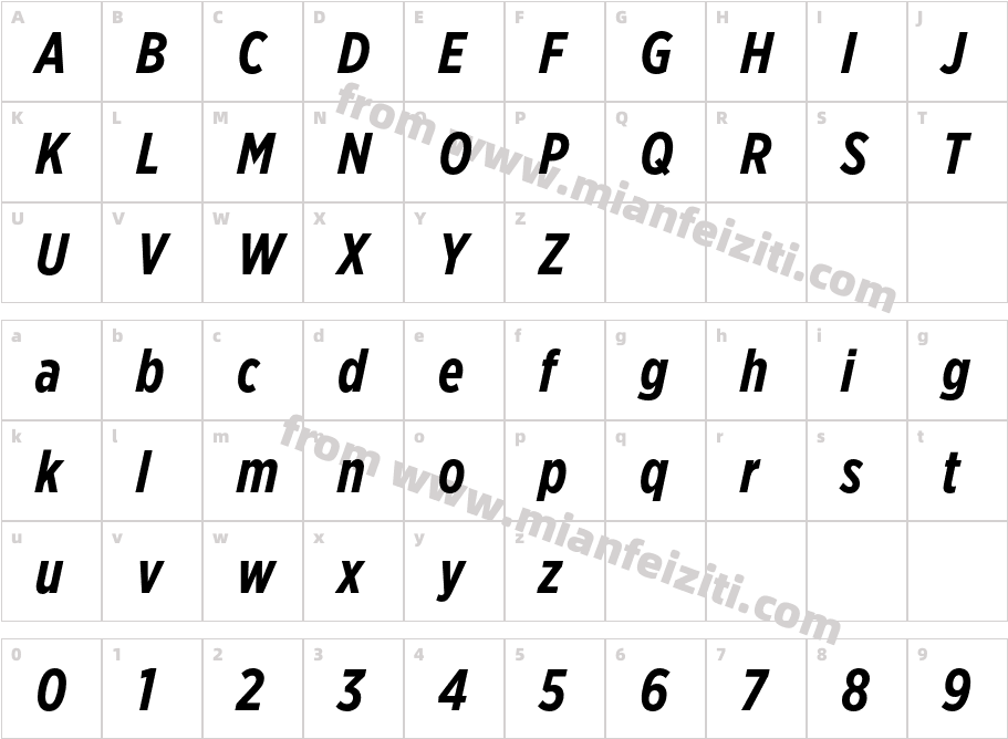 GothamX Narrow Bold Italic字体字体映射图