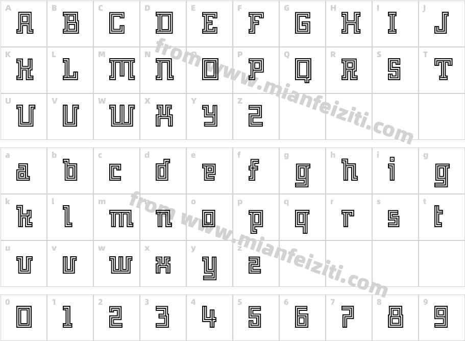 Archian-Normal字体字体映射图