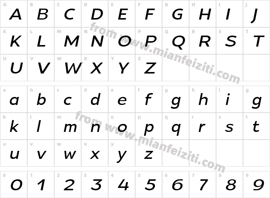 Intrigora Medium Italic字体字体映射图