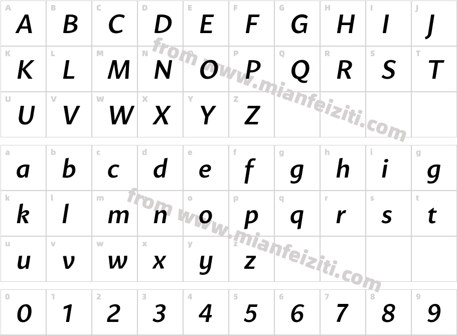 Mato Sans Medium Italic字体字体映射图