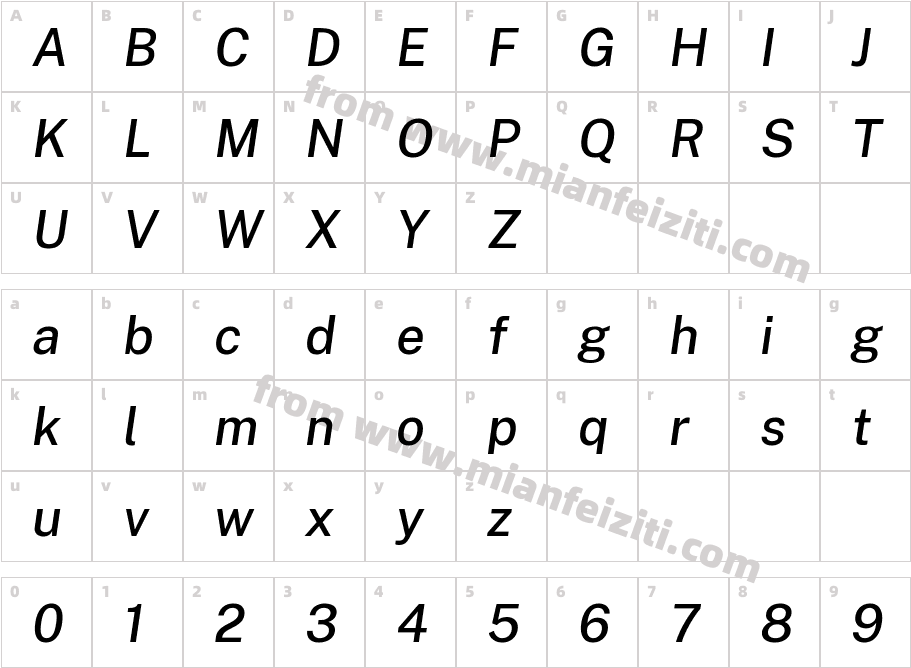 Public Sans Medium Italic字体字体映射图