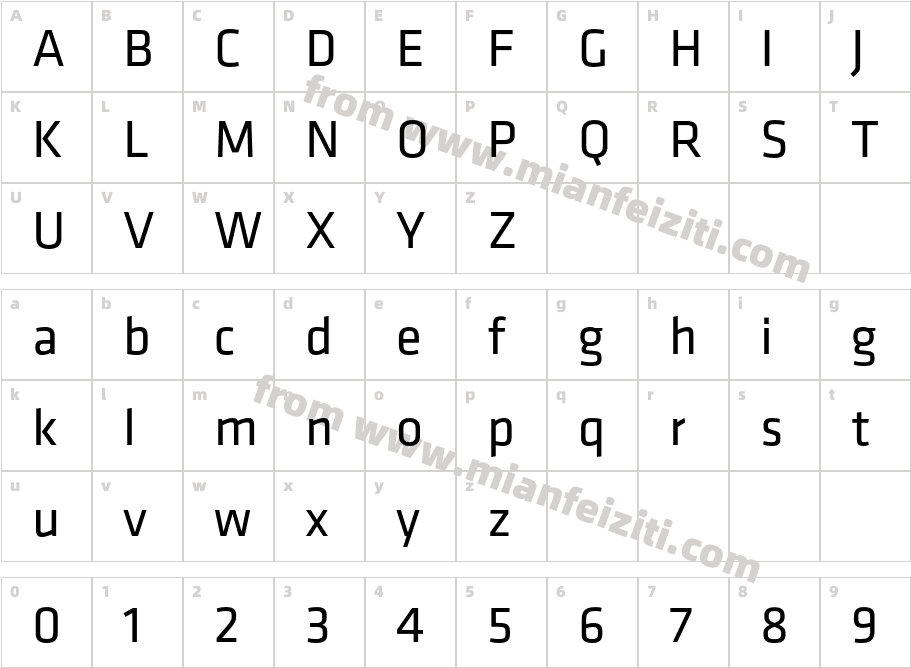 Klavika Regular字体字体映射图