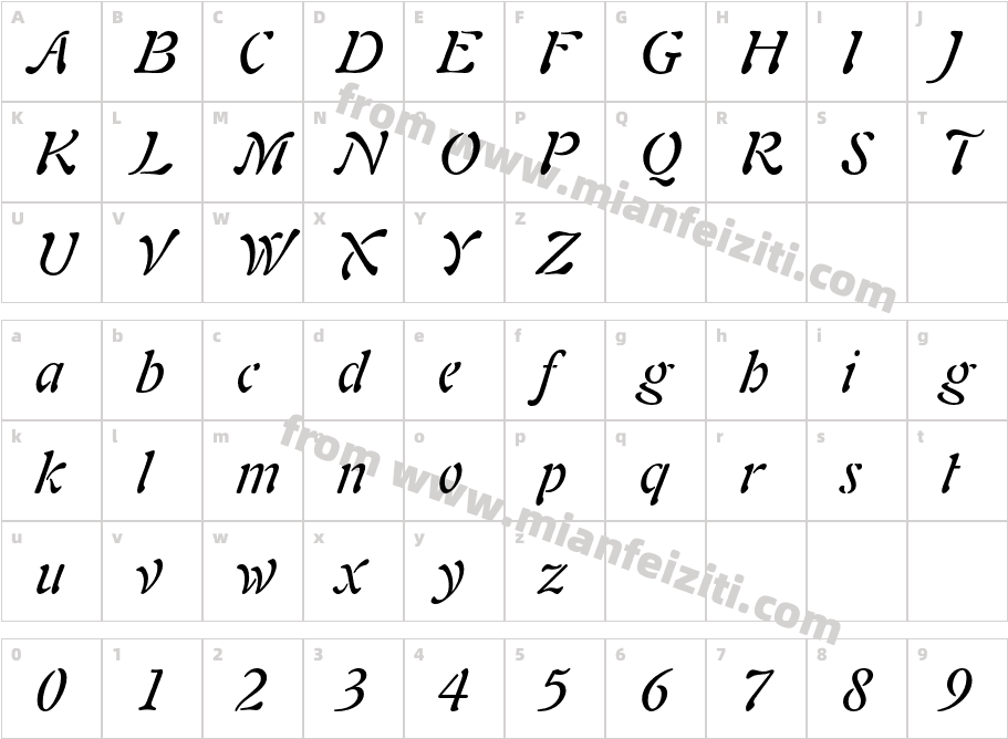 AuriolLTStd-Italic字体字体映射图