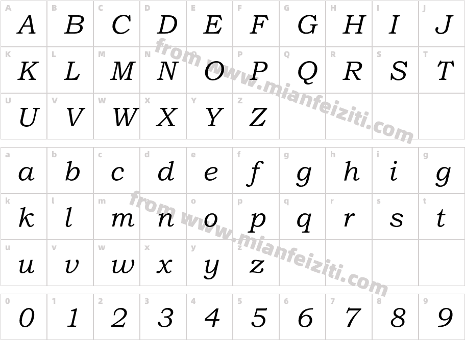 BookmanOldStyleStd-Italic字体字体映射图