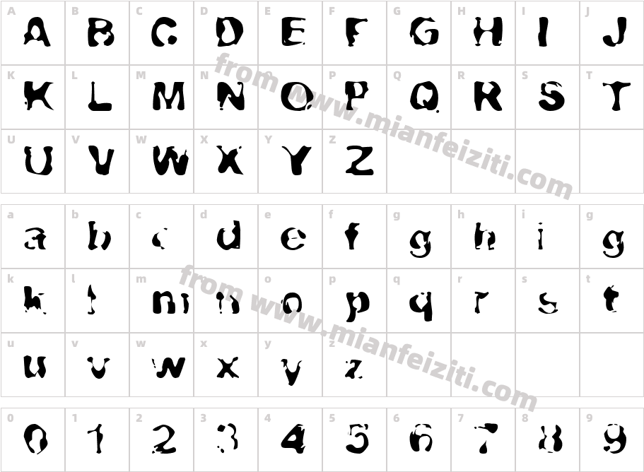 CHE-LAVA字体字体映射图
