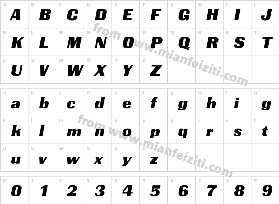 CharterOak-Normal字体字体映射图