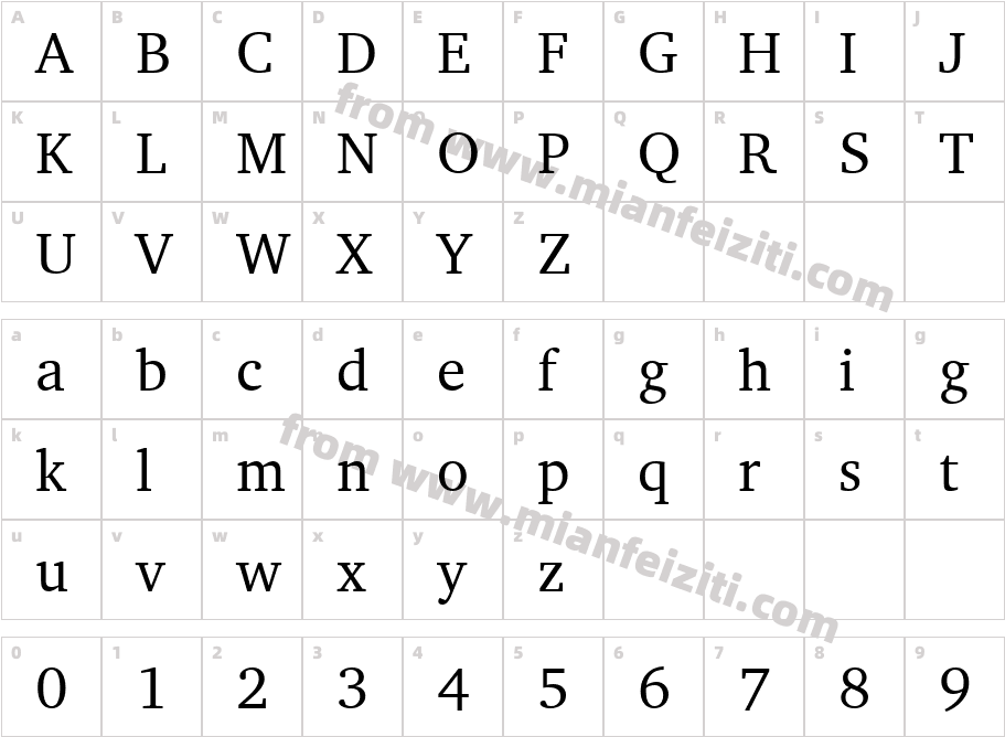 Chartrn字体字体映射图
