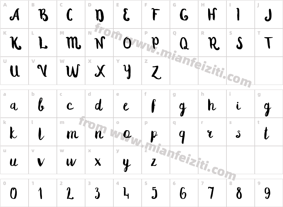 Confetti-Regular字体字体映射图
