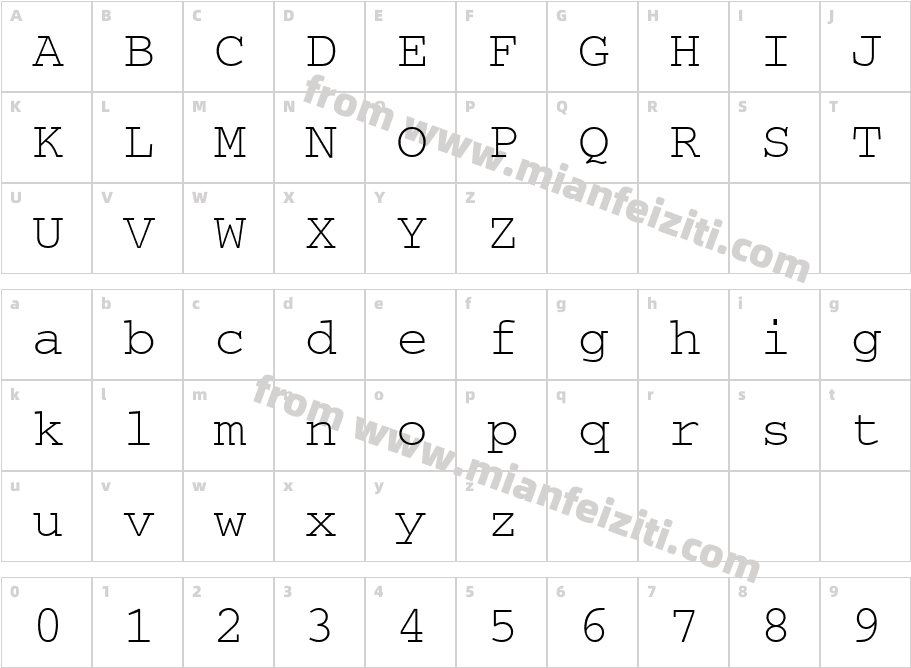 Courier-12字体字体映射图