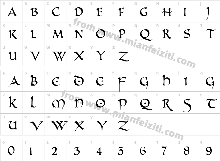 PR Uncial Alternate Capitals字体字体映射图