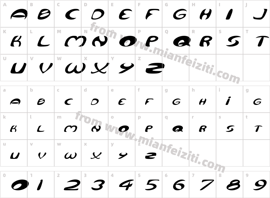 QURVE-WI字体字体映射图