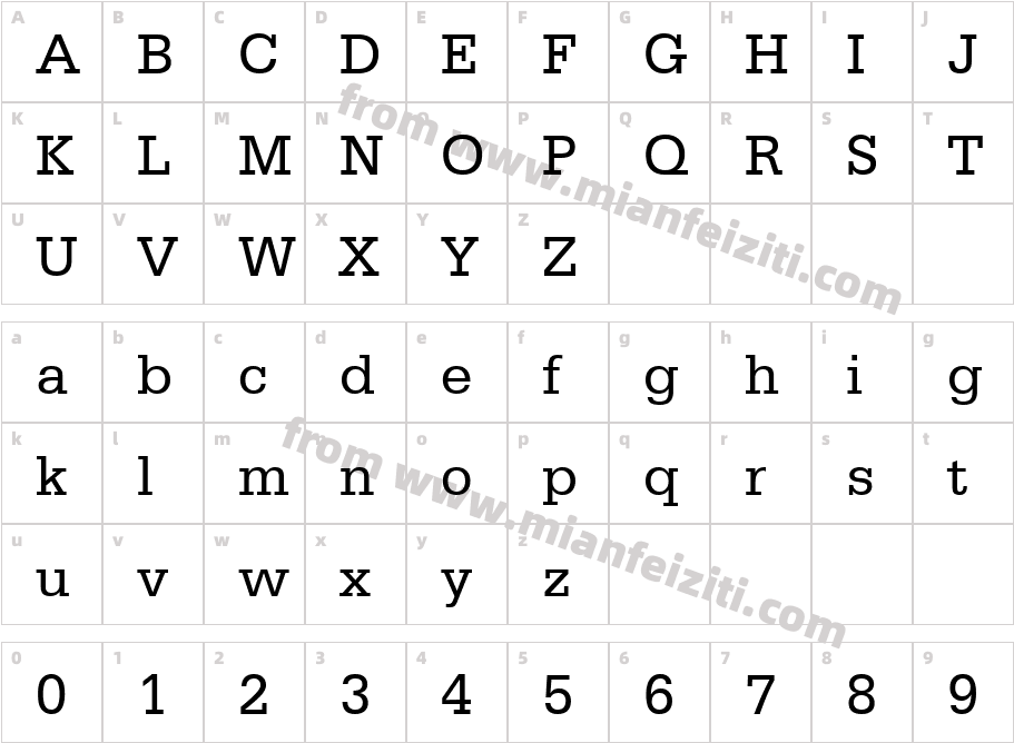 Serifa BT Roman字体字体映射图