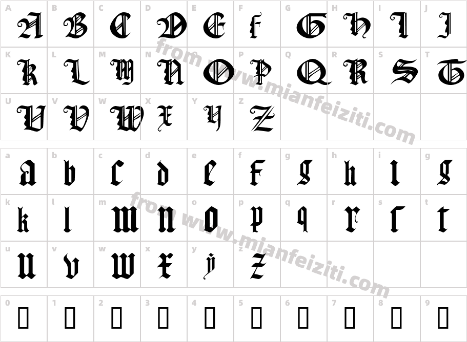 Gothic Texture Quadrata字体字体映射图