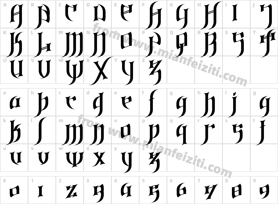 Gothic_Love_Letters字体字体映射图