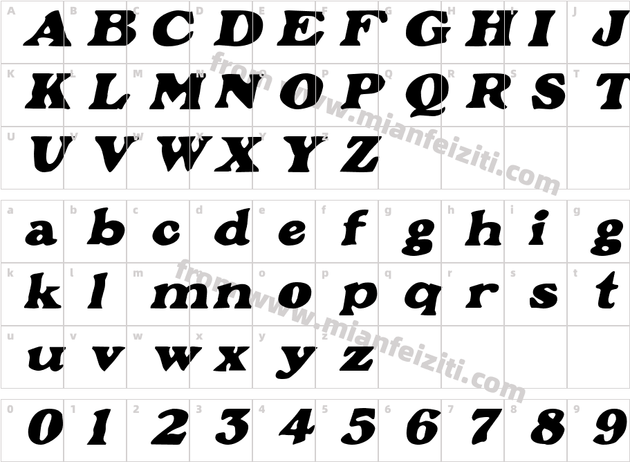 Grant Oblique字体字体映射图