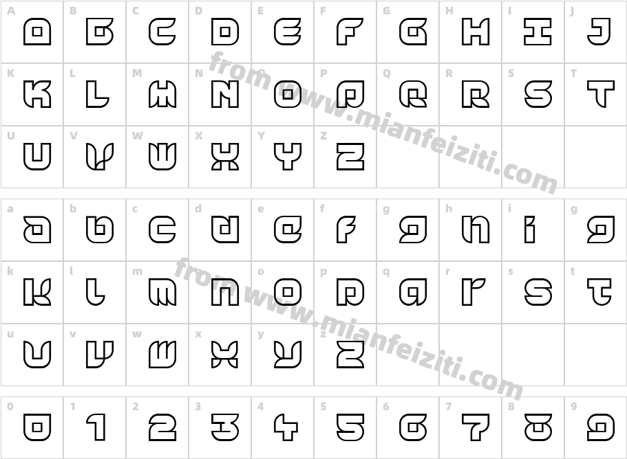 Yr72-Outline字体字体映射图