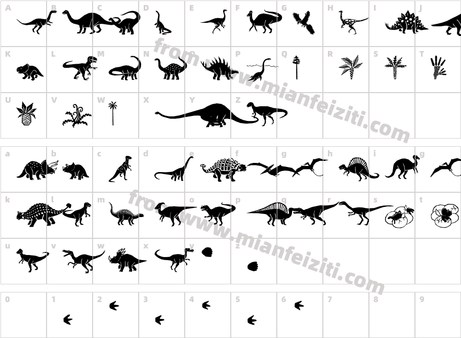AcmeDinosaurs字体字体映射图