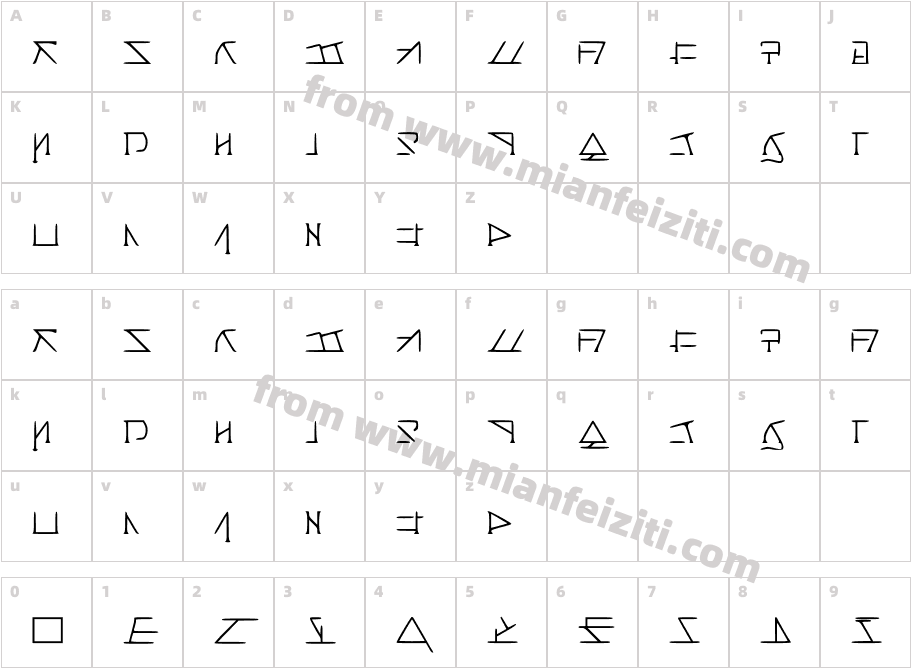 Aeridanish-Script字体字体映射图