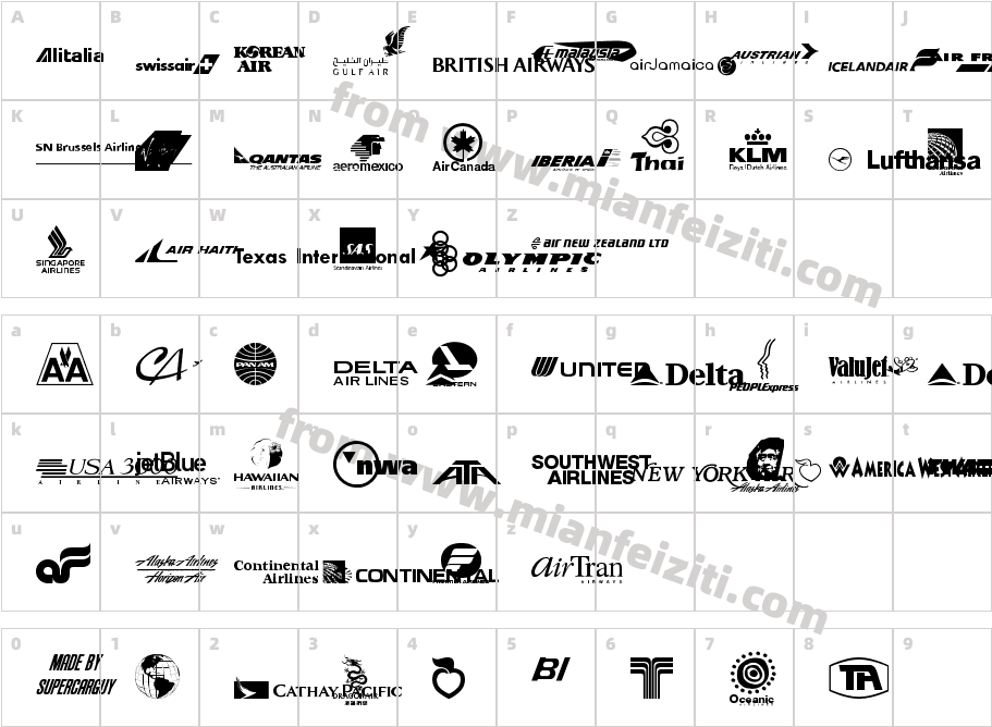 Airline-Logos-Past-and-Present字体字体映射图