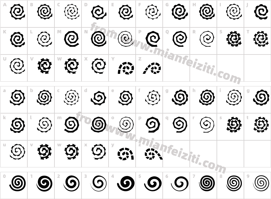 AltemusSpirals字体字体映射图
