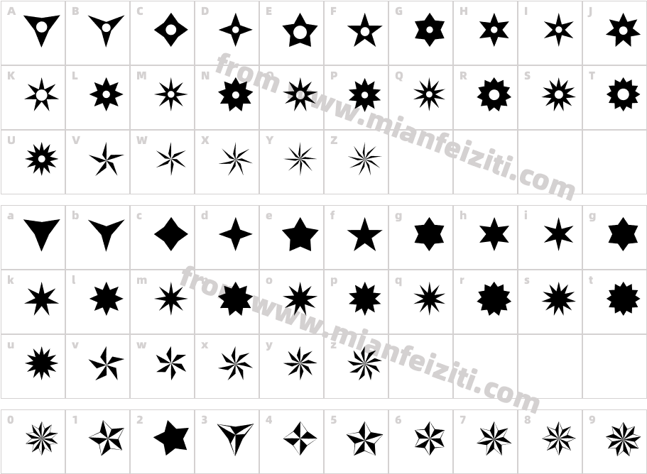 AltemusStars字体字体映射图
