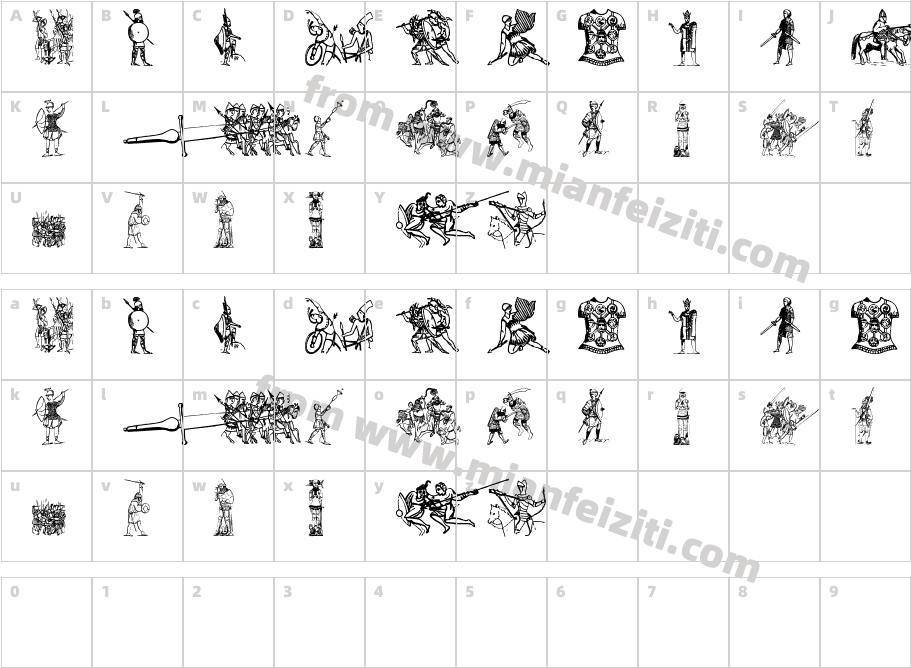 Ancient warriors and weapons TFB字体字体映射图