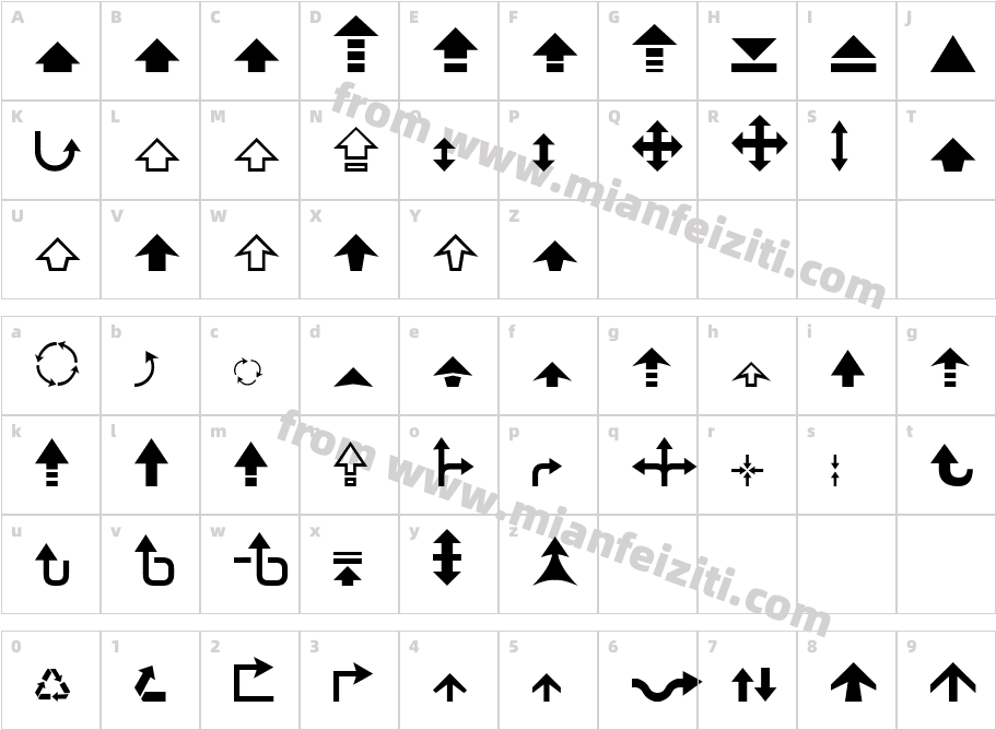 Arrow-7字体字体映射图