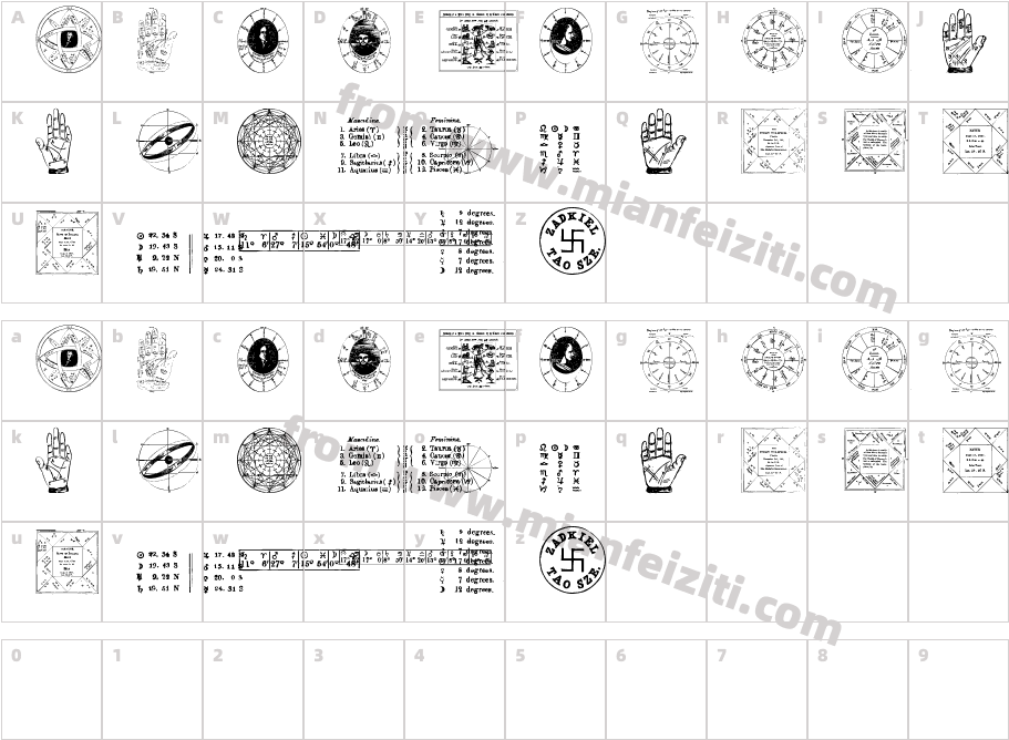Astrology TFB字体字体映射图