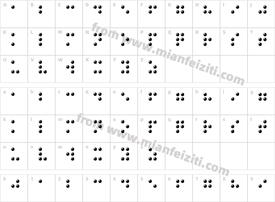 Braille字体字体映射图