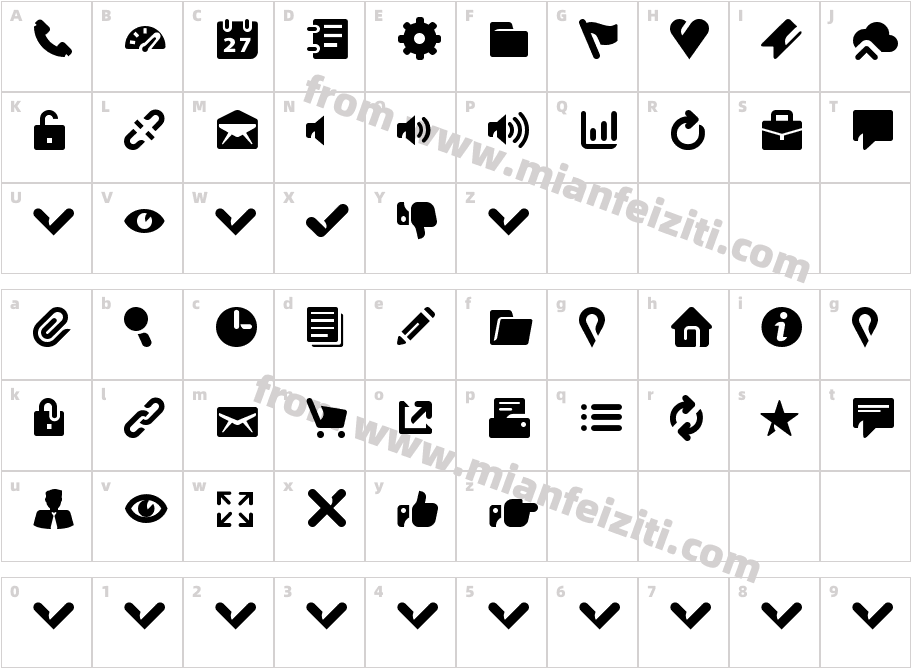 Breezi-Icon-Set字体字体映射图