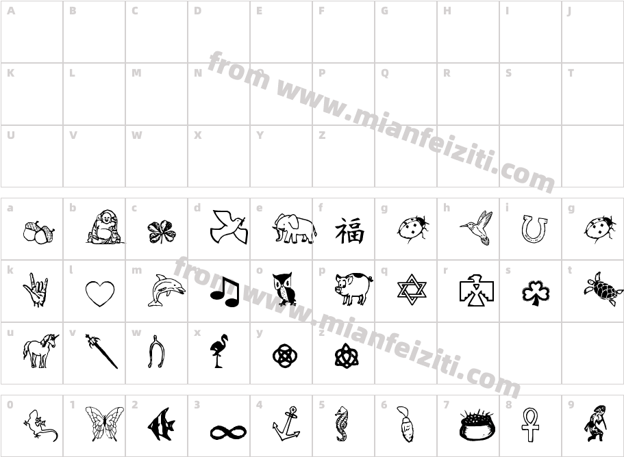 Charming Symbols字体字体映射图