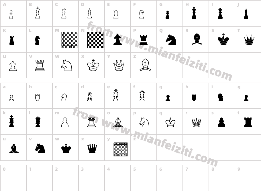 Chess TFB字体字体映射图