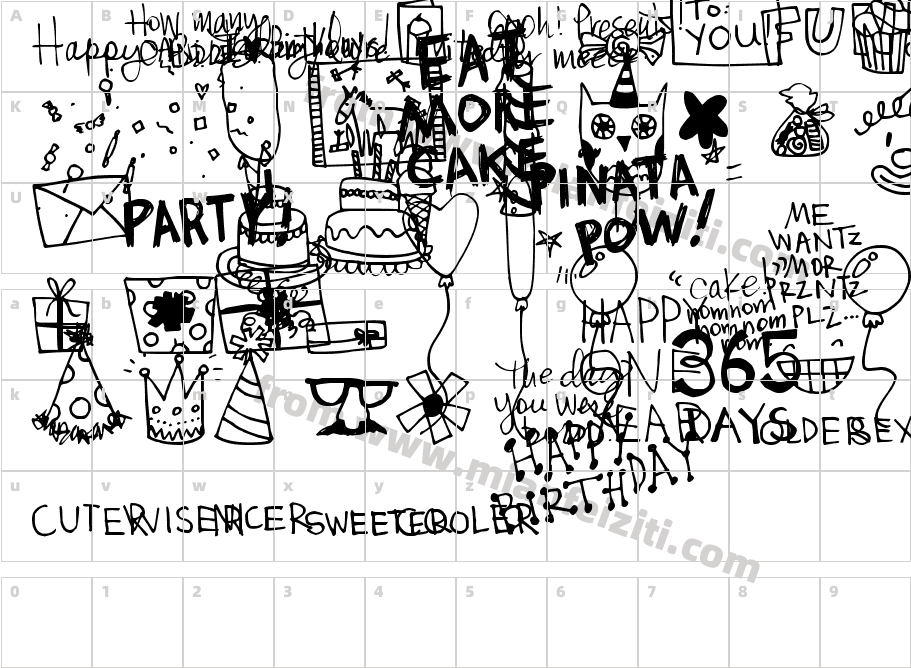 DJB It s My Birthday字体字体映射图