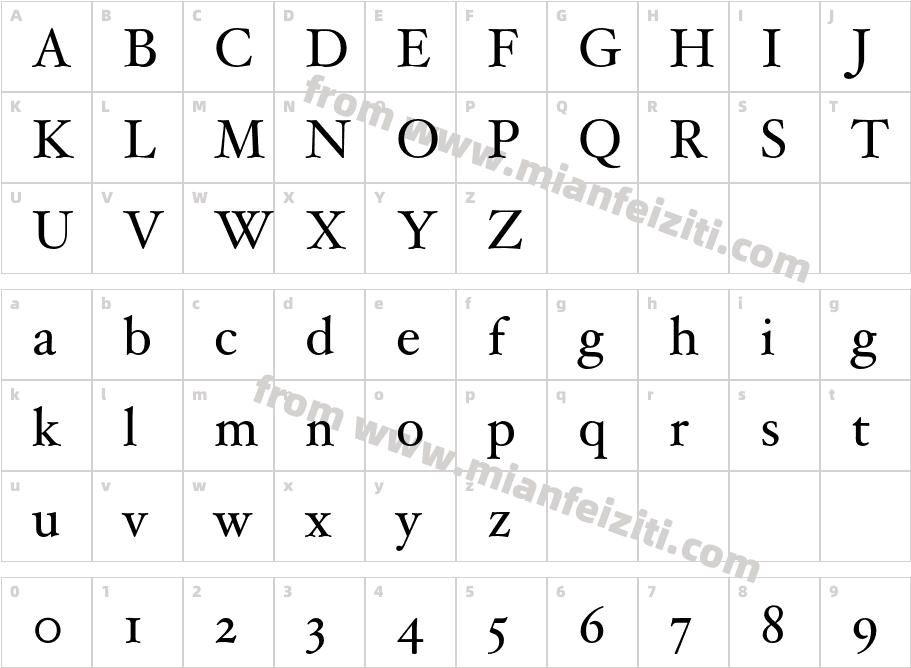 HoeflerText字体字体映射图