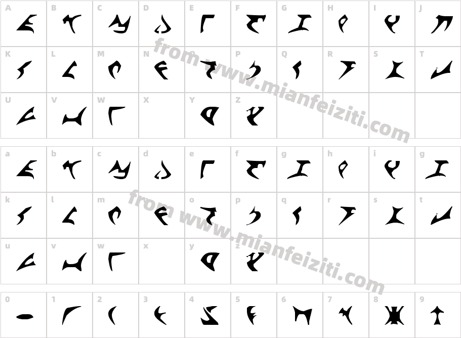 Klingon字体字体映射图