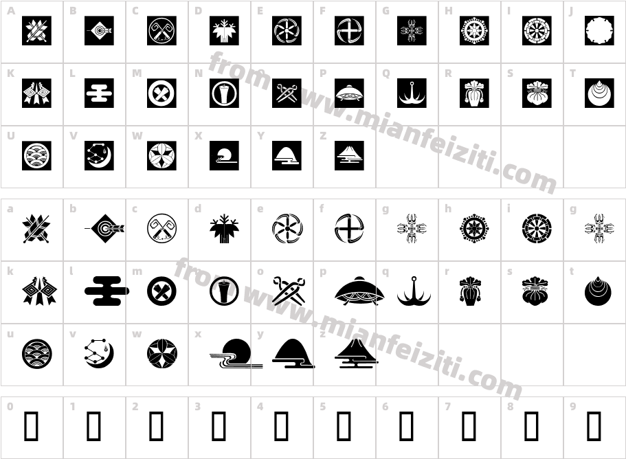 Oriental Icons III字体字体映射图