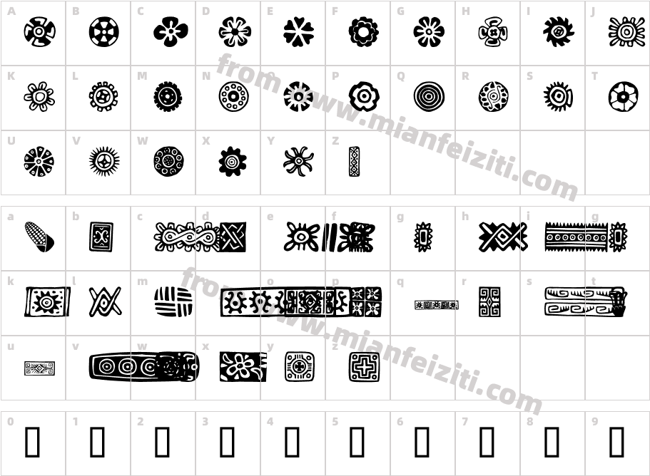 PreColumbian Ornaments One字体字体映射图