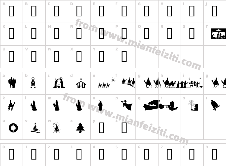 SL Christmas Silhouettes Normal字体字体映射图