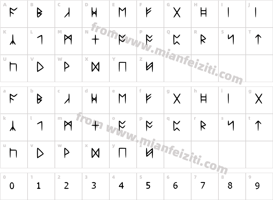 Standard Celtic Rune字体字体映射图